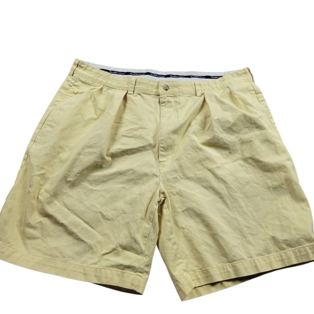 Vintage Polo Ralph Lauren Shorts Mens 40 Tag 42 Yellow Pleated Tyler Chino